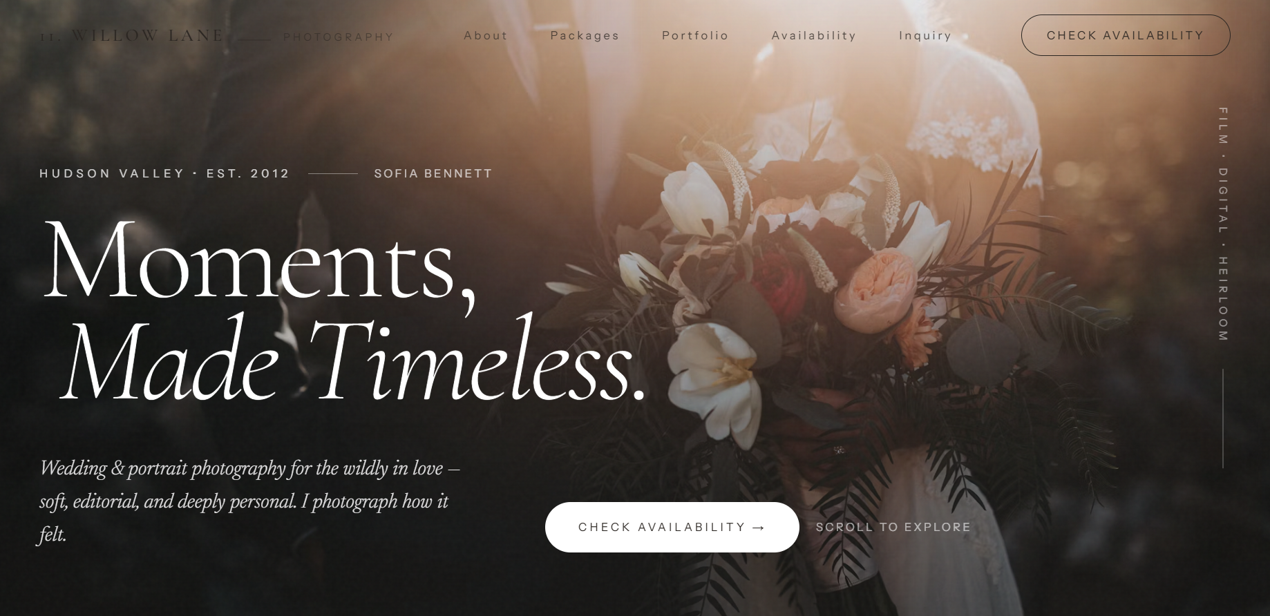Willow Lane Photography website screenshot