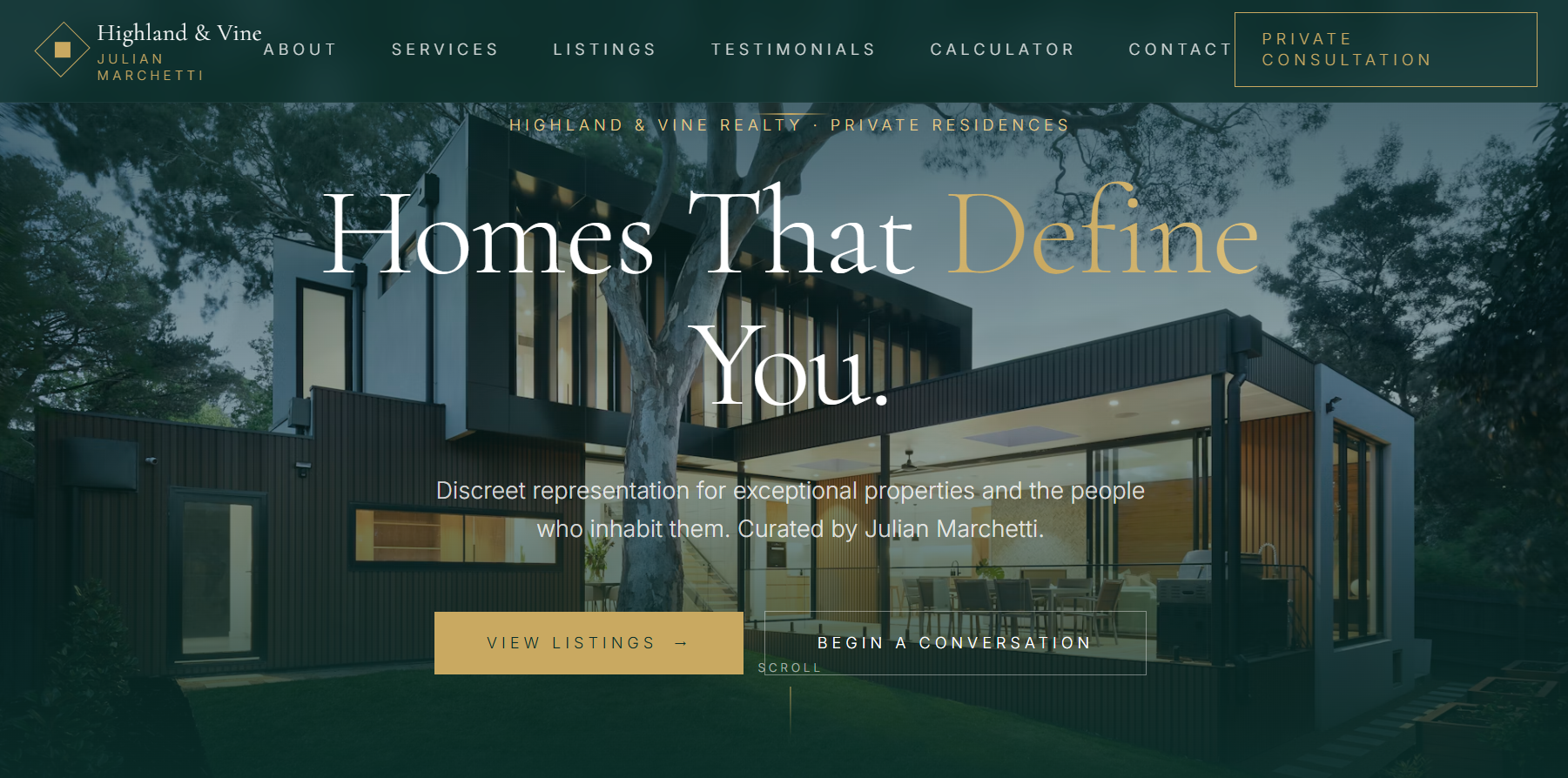 Highland & Vine Realty website screenshot