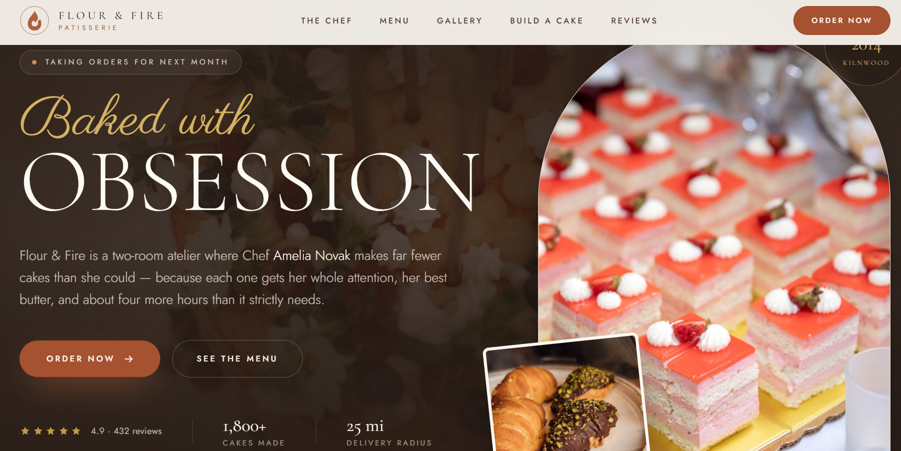 Flour & Fire Patisserie website screenshot