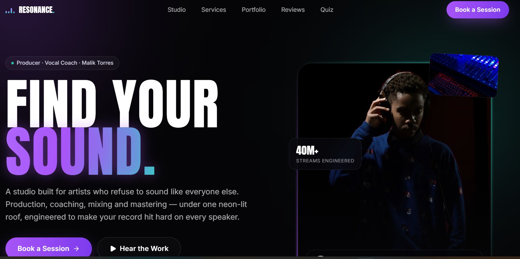 Resonance Studio website screenshot