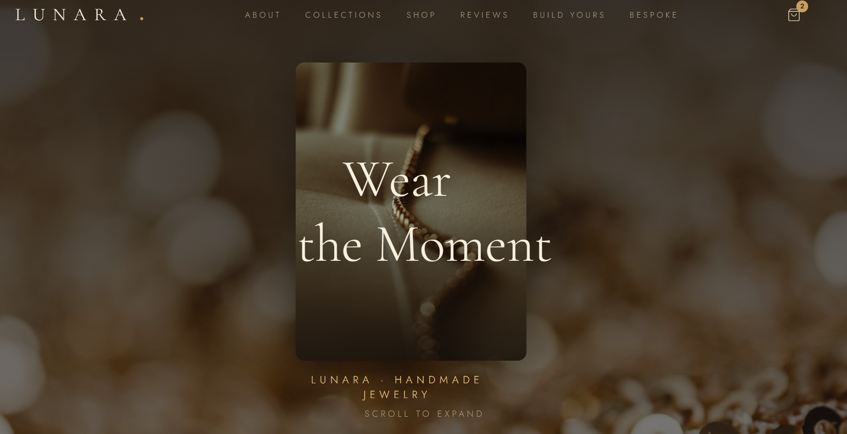 Lunara Handmade Jewelry website screenshot