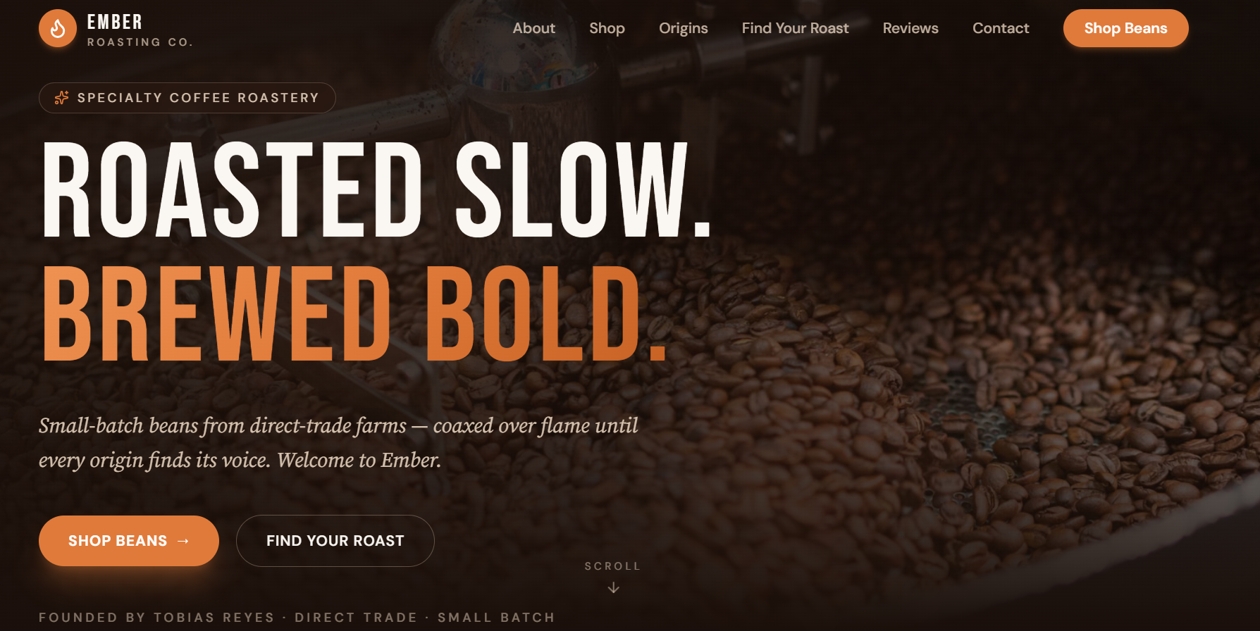 Ember Roasting Co. website screenshot
