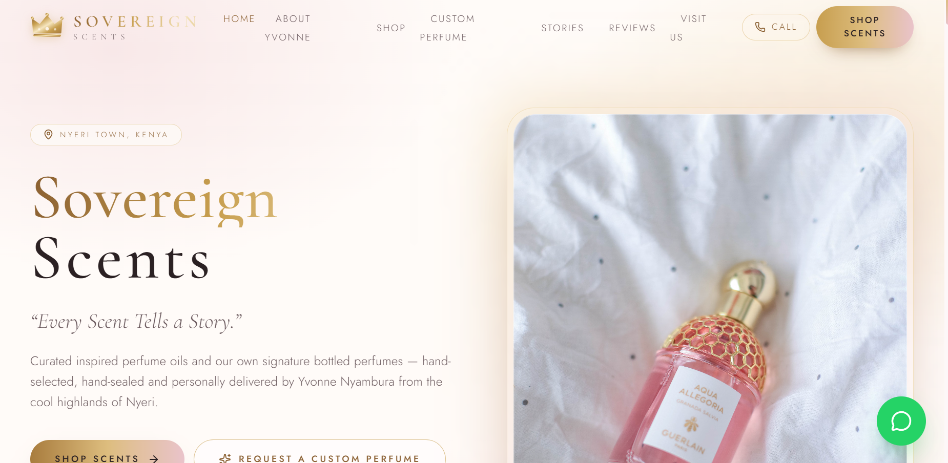 Sovereign Scents website screenshot